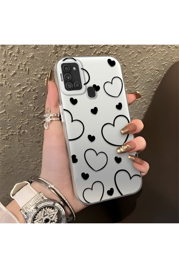 Black Striped Silicone Case Compatible with the Samsung Galaxy A21S, Featuring a Simple and Stylish Design.