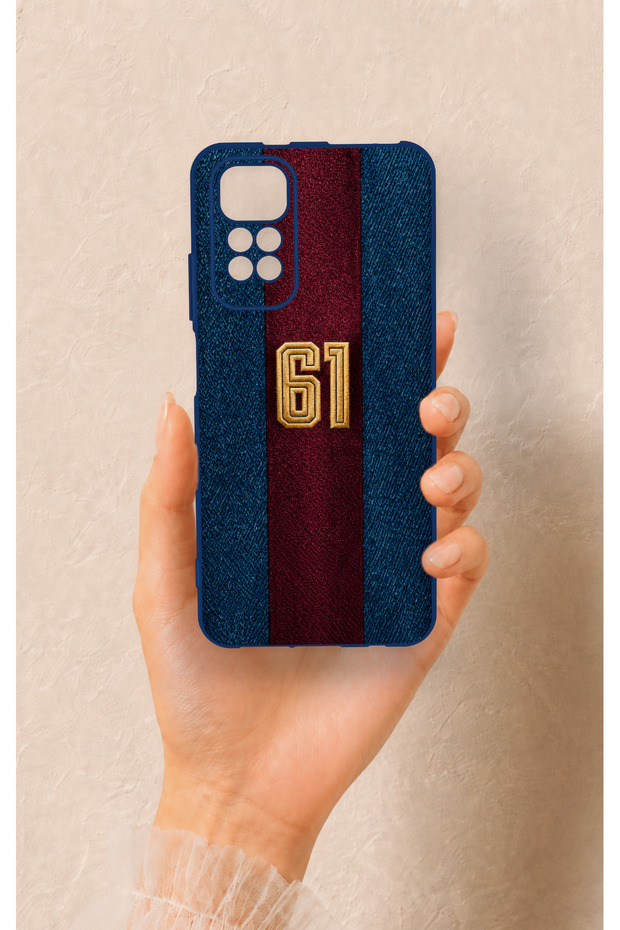 Redmi Note 11S Compatible Burgundy and Blue Patterned Silicone Case.