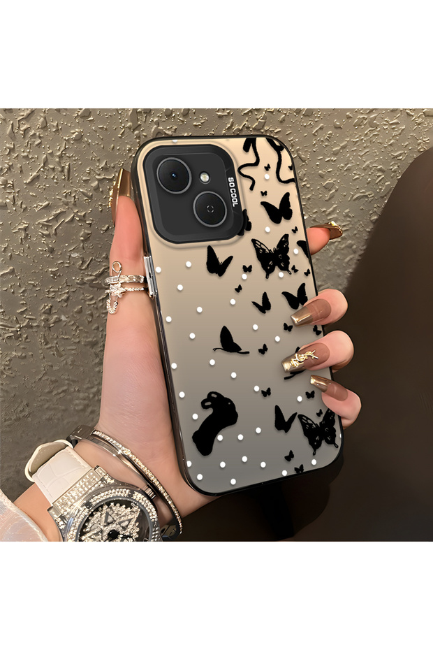 Tecno Spark 40C Compatible Case with a Dot and Butterfly Pattern, Suitable for Everyday Use.