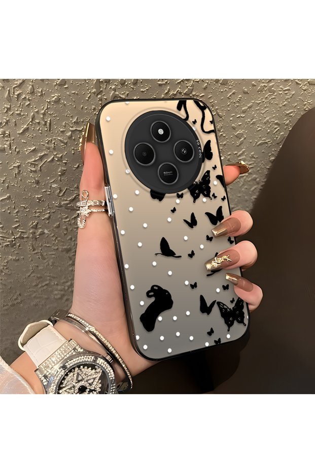 Redmi A4 Compatible Case with Dot and Butterfly Print, for Everyday Use.
