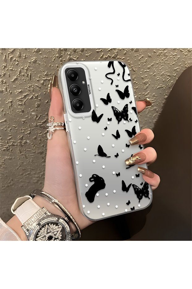 Samsung Galaxy A05S Compatible Case with a Dot and Butterfly Pattern, Suitable for Everyday Use.