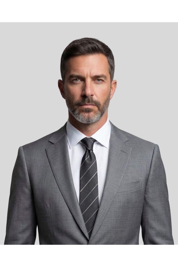 Gray Striped Black Silk Classic Tie – 8 cm Wide.