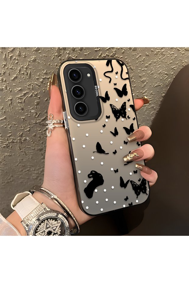 Samsung Galaxy S23 Compatible Dot and Butterfly Combination Printed Case, for Everyday Use.