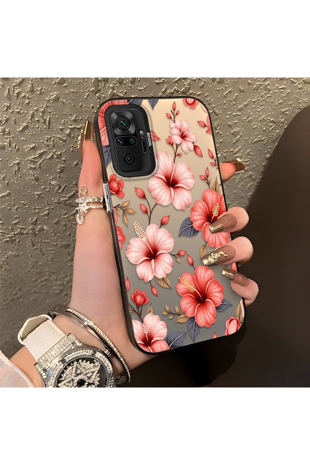 Redmi Note 10 Pro Compatible Protective Case with Large Floral Print, Impact Protection.