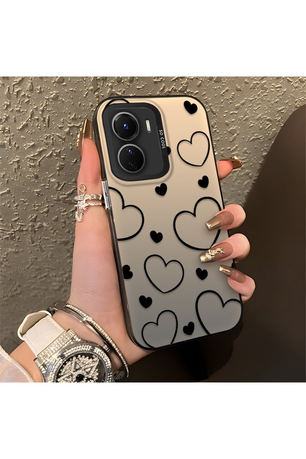 Vivo Y56 Compatible Silicone Case with a Black Striped Pattern, Featuring a Simple and Stylish Design.