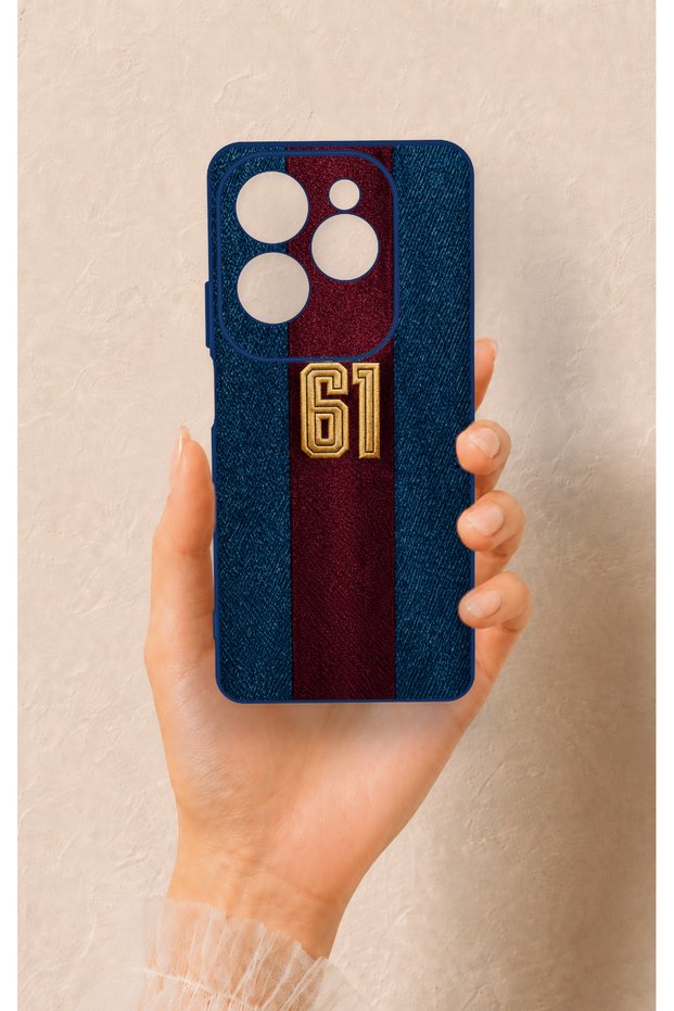 Infinix Hot 40 Pro Compatible Burgundy Blue Patterned Silicone Case.