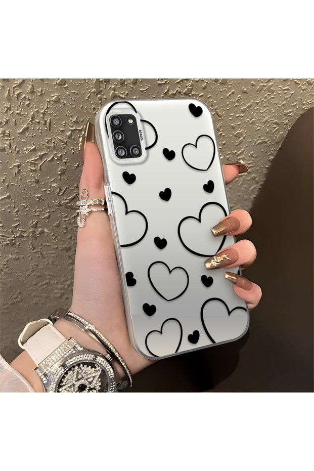Black Striped Silicone Case Compatible with the Samsung Galaxy A31, Featuring a Simple and Stylish Design.