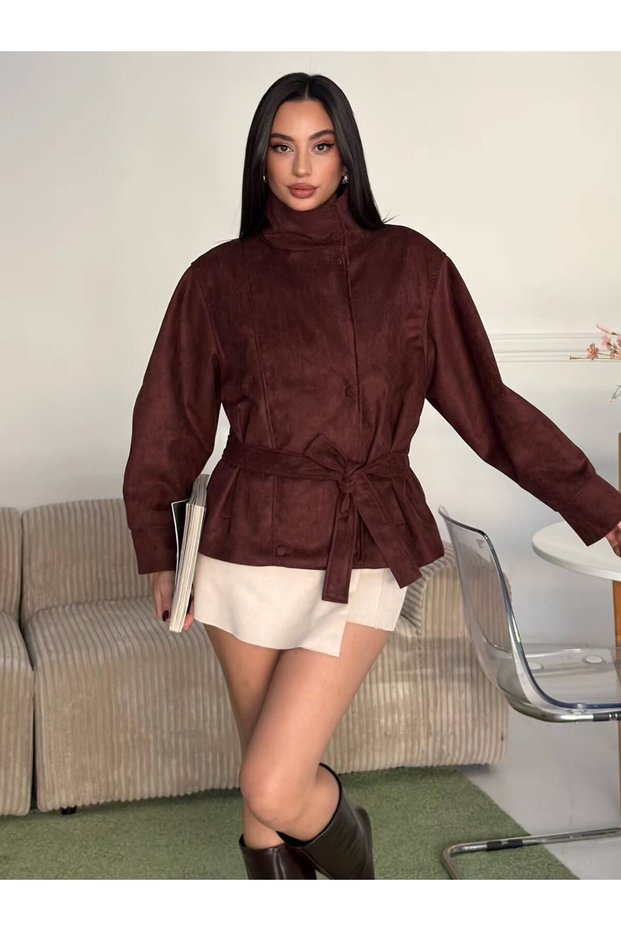 Women's Button-Up Imported Premium-Quality Designer Suede Jacket