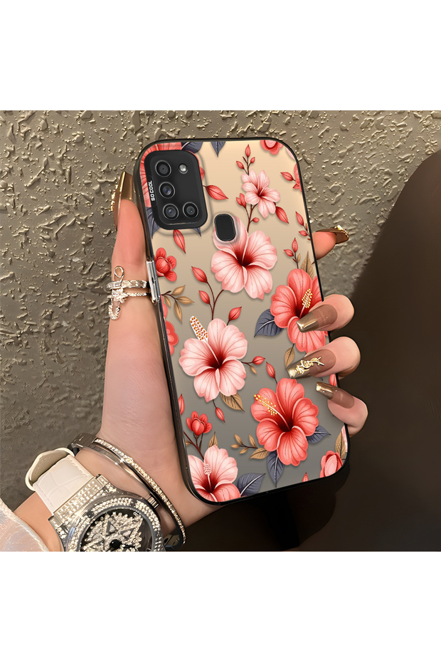 Samsung Galaxy A21S Compatible Protective Case with a Large Floral Print, Offering Impact Protection.