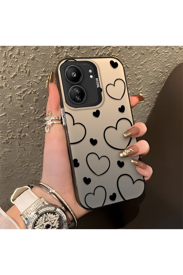 Redmi 13C 4G/5G Compatible Silicone Case with a Black Striped Pattern, Featuring a Simple and Stylish Design.
