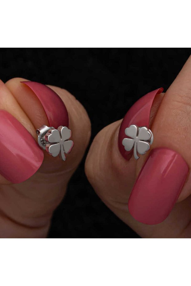 Silver Clover Stud Earrings for Women
