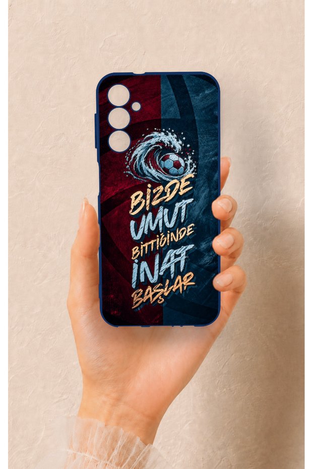 Samsung A14 Compatible Wavy Burgundy and Blue Patterned Silicone Case.