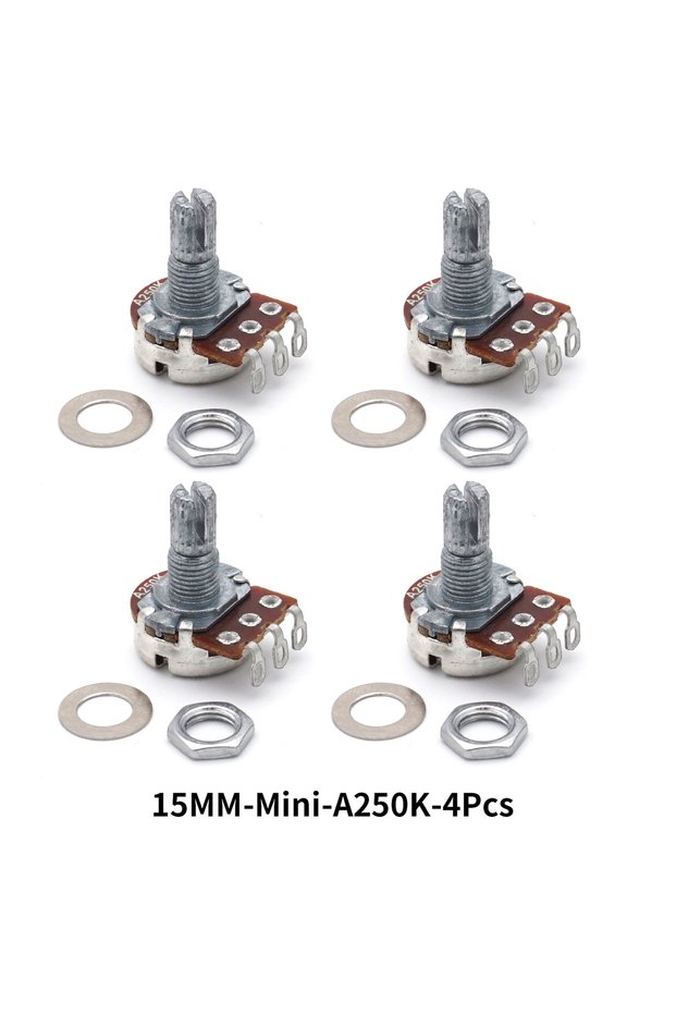 Mini A250K 4Pcs 4Pcs 15mm Shaft Full-size/Mini Guitar Potentiometer for Electric Guitar & Bass, A/B