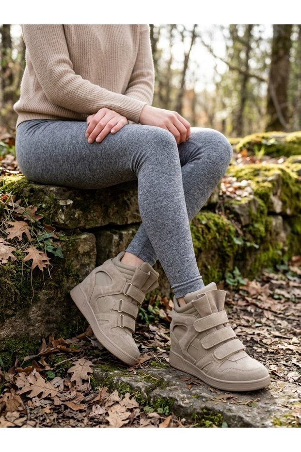Pensa Women's Sports Boots, Padded Heel, Velcro Strap, Genuine Leather, Mink Suede.