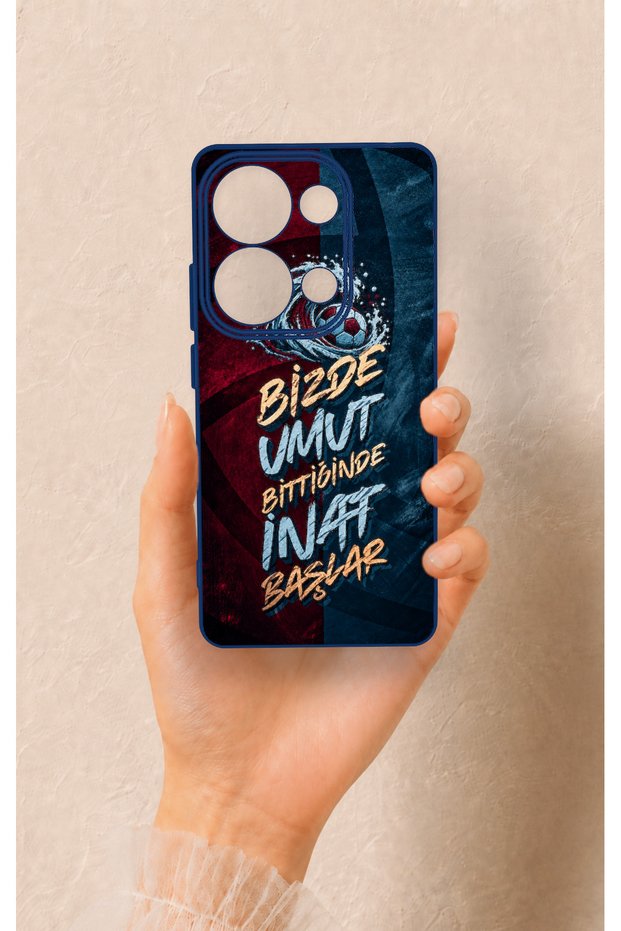 Redmi Note 13 Pro 4g Compatible Wavy Burgundy and Blue Patterned Silicone Case.