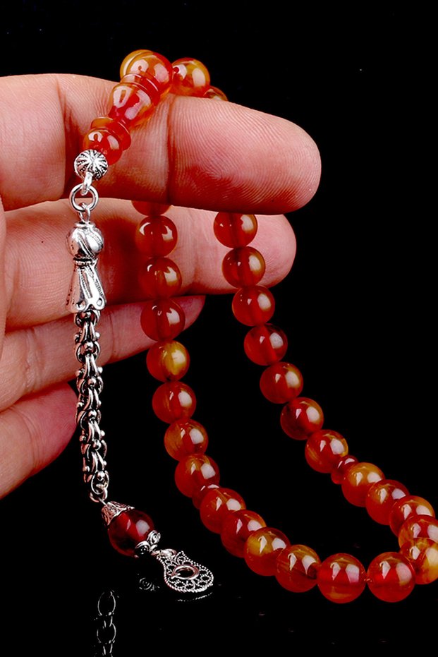 Transparent Orange Squeeze Amber Tassel Rosary