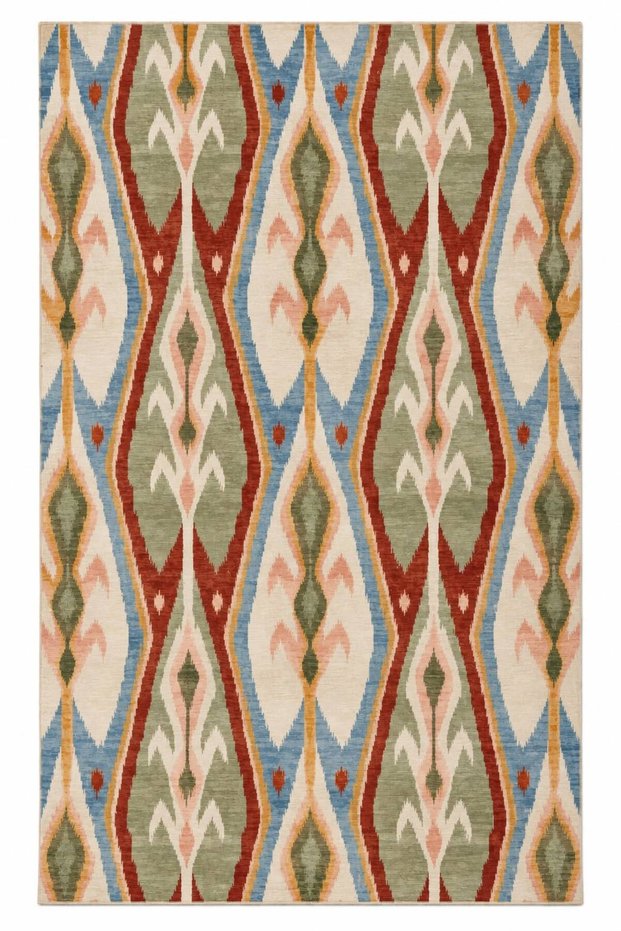 Eta Pastel Ikat Geometric Pattern Woven Base Rug Eta4440