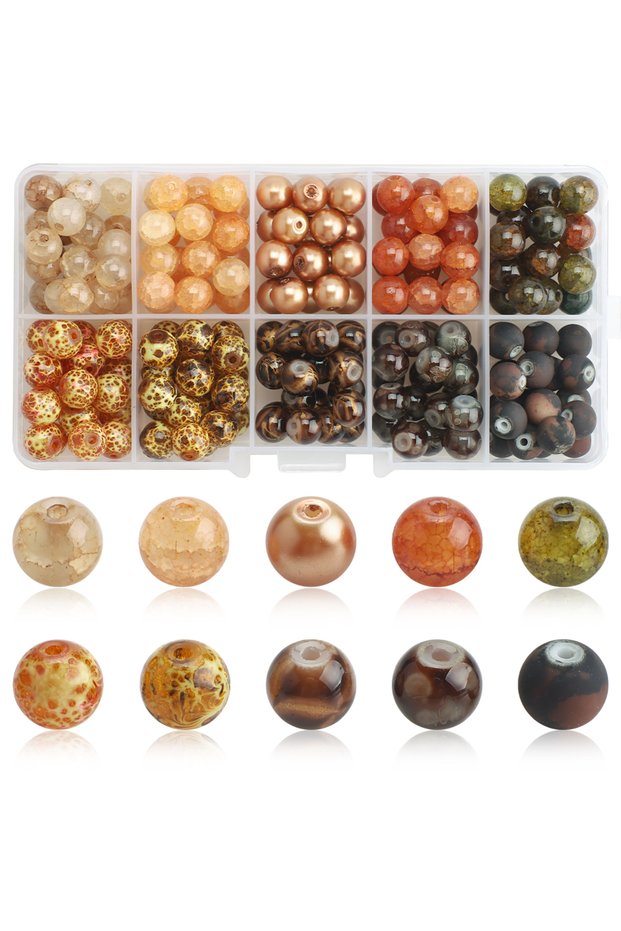 10G8MMJBSHZ06 200Pcs/Box 8mm Crystal Glass Crackle Round Bead Imitation Jade Natural Stone For DIY M