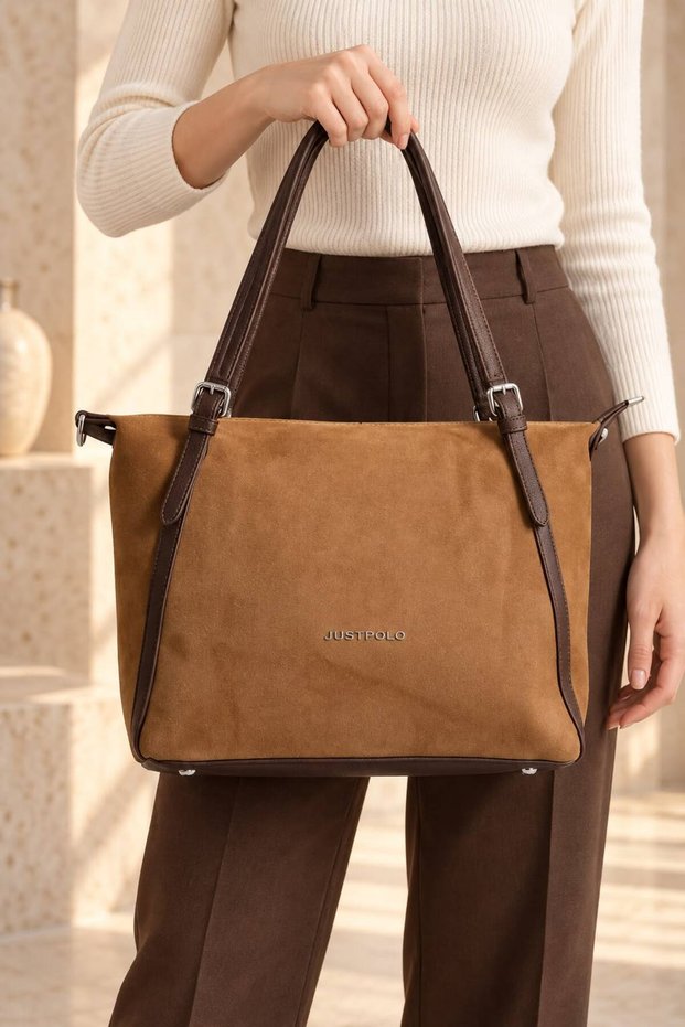 Women's Stylish Large Shoulder and Handbag with a Suede-Like Finish.