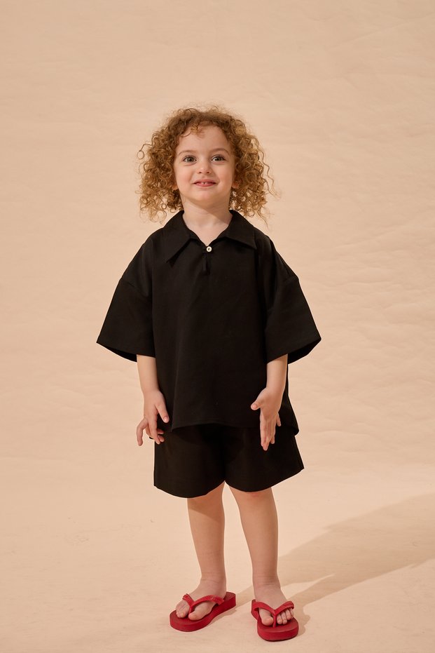 Tensel Bermuda Shorts Set, Black