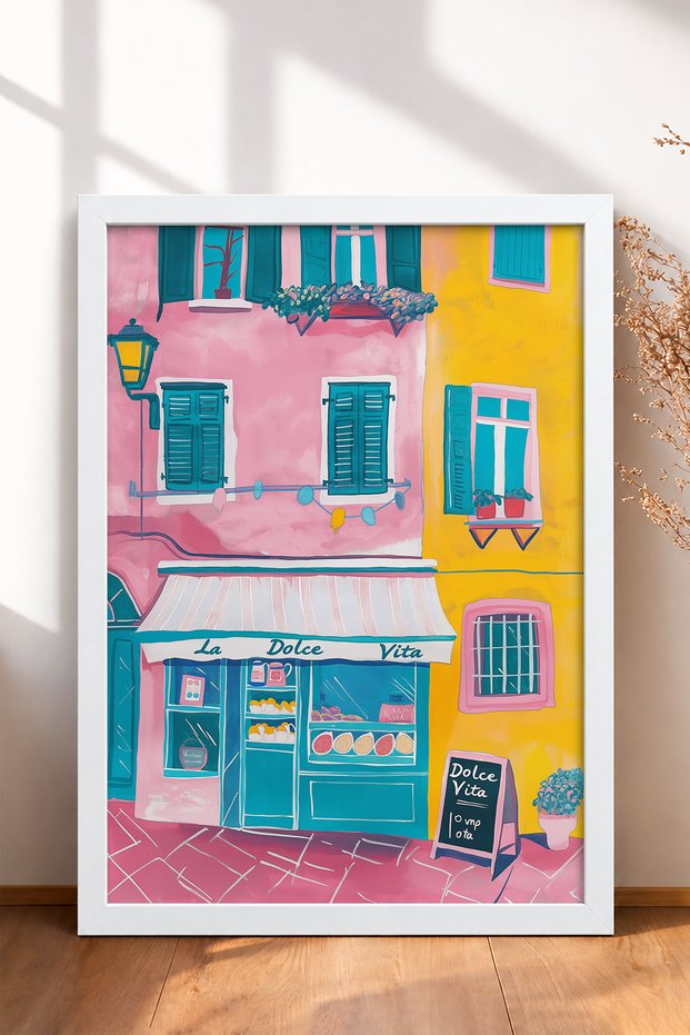 La Dolce Vita Turquoise Framed Poster, Italy Poster, Wall Decor, Itp155.