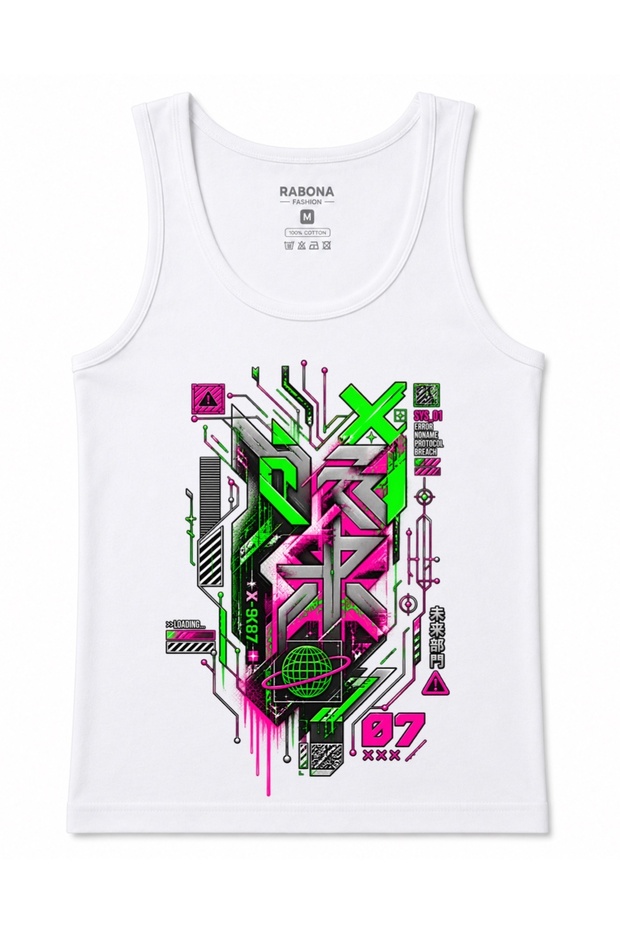 Neon Protocol 07 – Cyberpunk Japanese Techwear Graphic Tank Top Men's T-Shirt