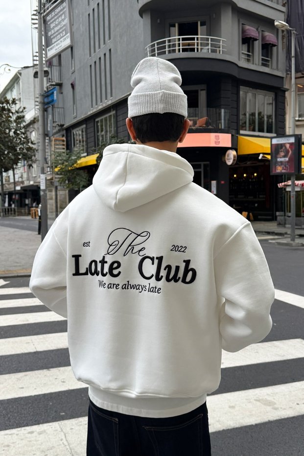 "To Be Late" White Hoodie