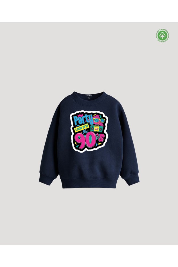 90S Design Unisex 3-Thread Brushed Cotton Children's Sweatshirt