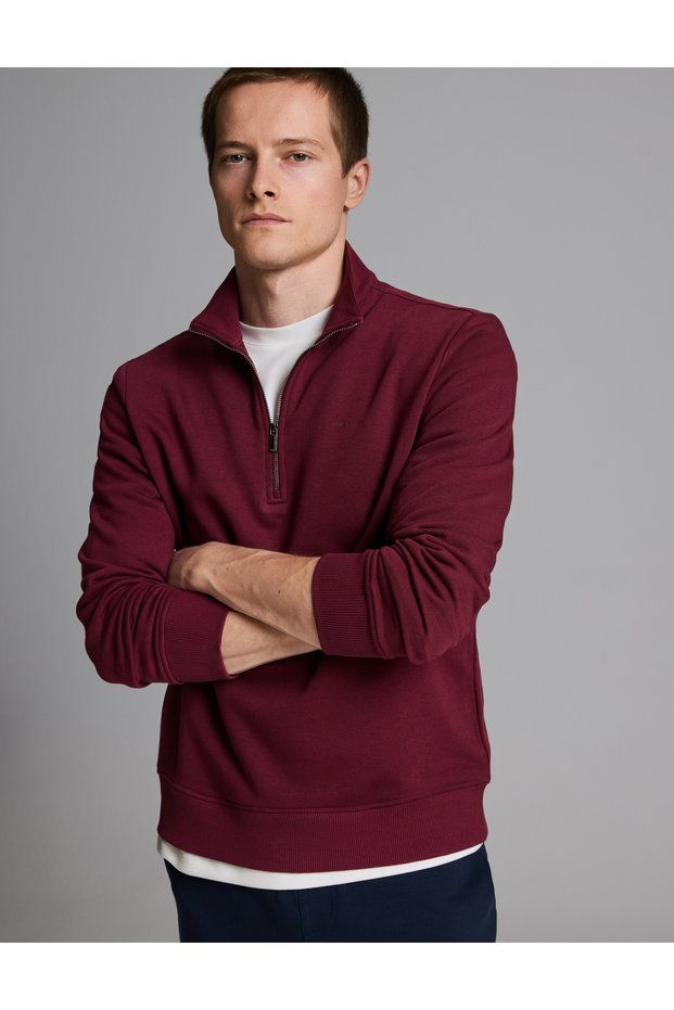 Bordo 3-Thread Regular Fit Zippered Stand-Up Collar Basic Sweatshirt 50334032-Vr014