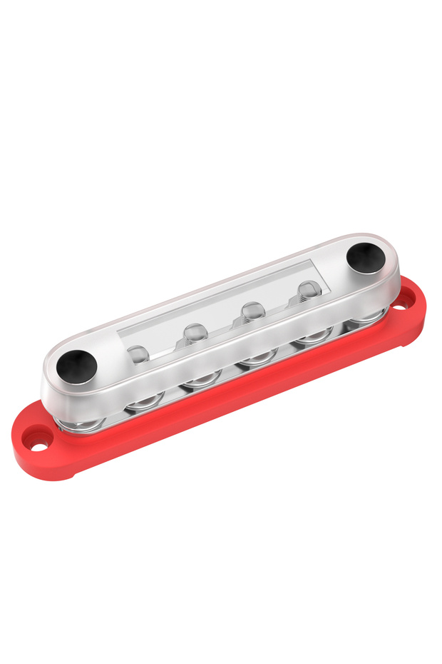 Red 12V Bus Bar 250A Power Distribution Block 12 Volt Busbars 6 X 5/16' (M8) Terminal Studs Positive