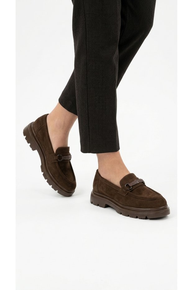 Aria Women's Loafer Suede Moccasin with Thick Sole, Everyday Classic Casual Shoes.