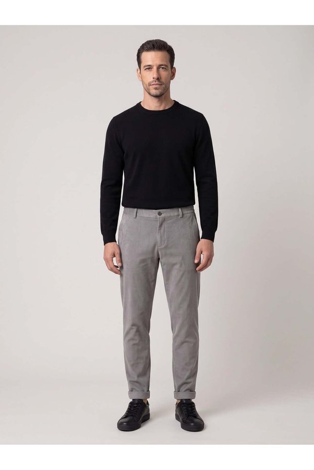 Light Grey Regular Fit Corduroy Jogger Sweatpants