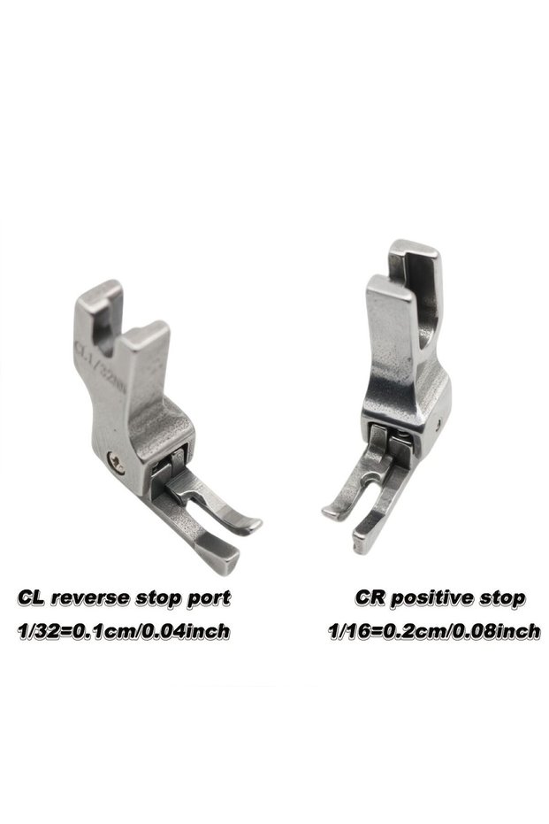 قطعتان من قدم الضغط لماكينة الخياطة، متوافقتان مع موديلات CR1 32NN و CL1 32NN، بتصميم يسمح بفتح الخيط.