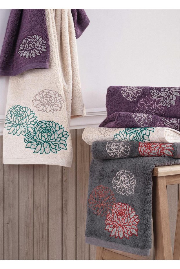 (Set of 6) Premium 3D Embroidered Bamboo, Special Boxed, 50X90Cm. DIY Hand Towel Set (70% Bamboo, 30% Cotton)