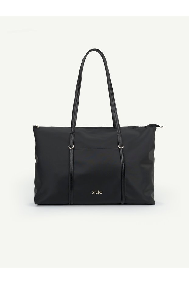 Black Shk357 Large Capacity, Shoulder Strap, Zippered, Everyday Shopper Bag.