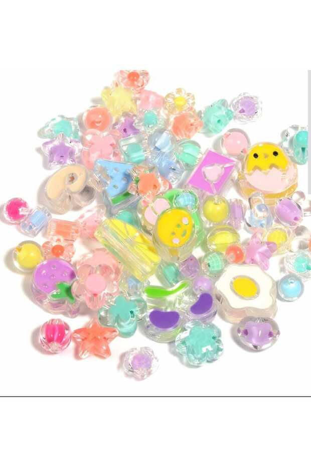 60 Pieces of Assorted Transparent Beads with Colored Inner Layers, for Bracelet and Necklace Jewelry Making.
