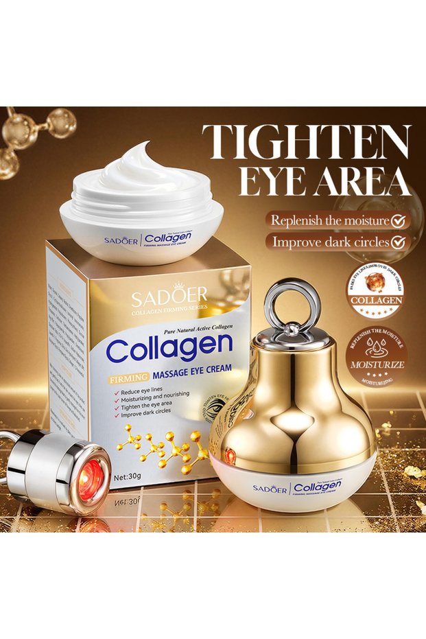 Collagen Firming Massage Eye Cream, 30g – Moisturizing Eye Cream for Dark Circles and Fine Lines