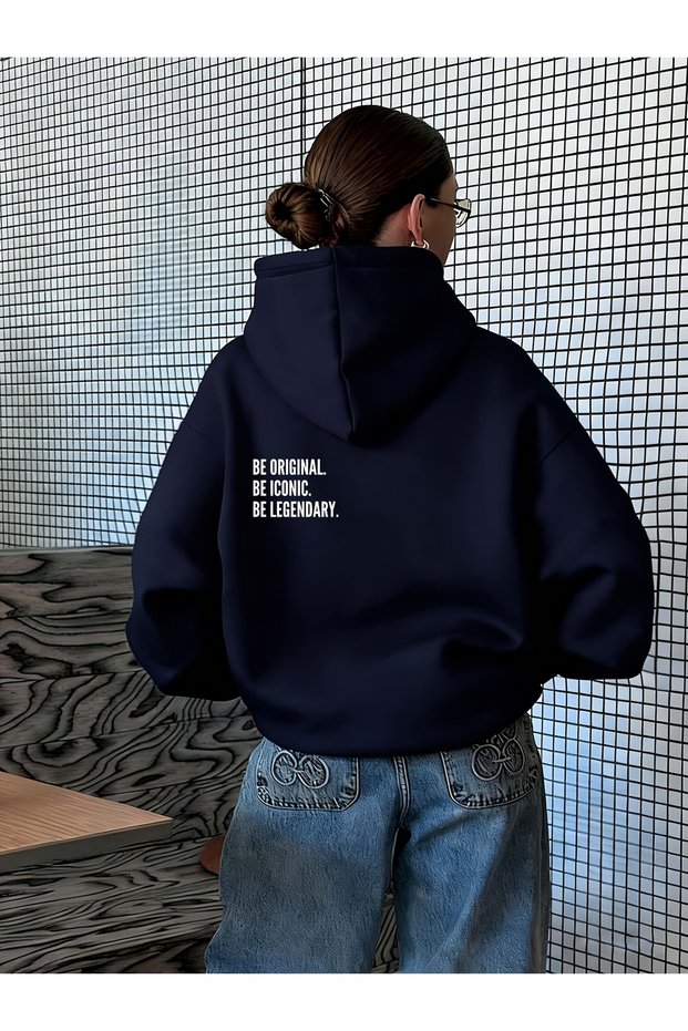 Unisex 3-Thread Back "Be Original" Printed Oversized Hoodie Sweatshirt.