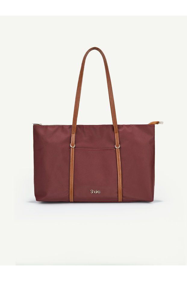 Bordo-Taba Shk357 Large Capacity, Shoulder Strap, Zippered, Everyday Shopper Bag.