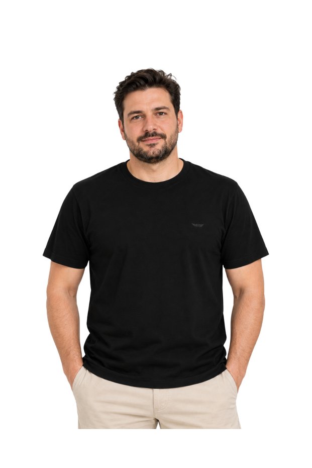 تيشيرت أسود بأكمام قصيرة، مقاسات M-L-XL-2XL.