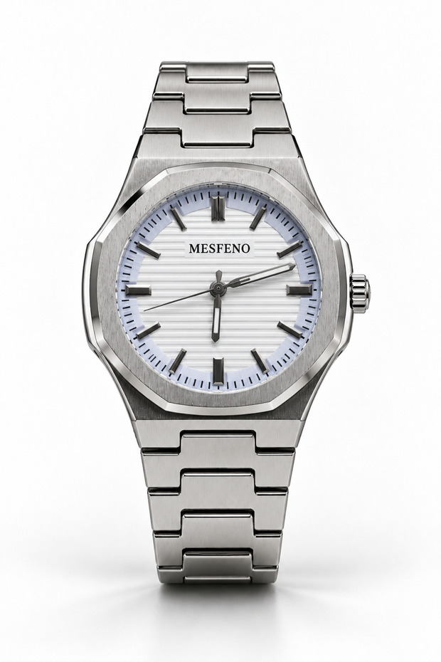 Octera Geometric Case Men's Watch with Metal Strap.
