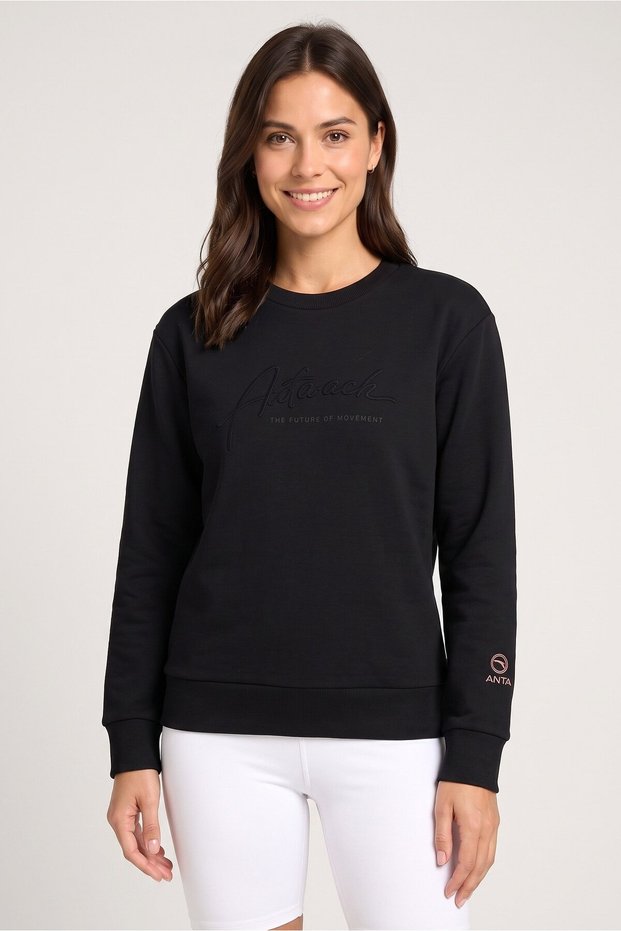Women Sportswear Fit Long Sleeve Outdoor Sweatshirt, Black