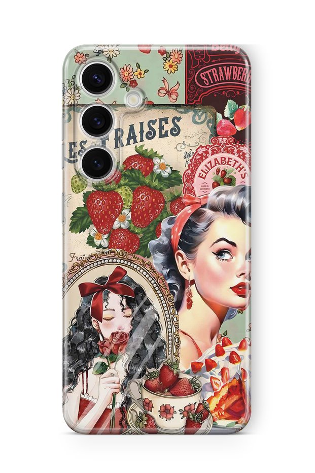 Samsung Galaxy A16 Compatible Retro Women's Collage Pattern Transparent Phone Case.