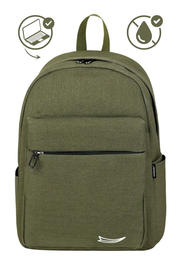 Waterproof Laptop Backpack with Compartments - Durable Canvas Fabric, Multi-Pocket Design, Suitable for University, Travel, School, Work, and Everyday Use - Unisex - Black, Khaki Green, Cream.