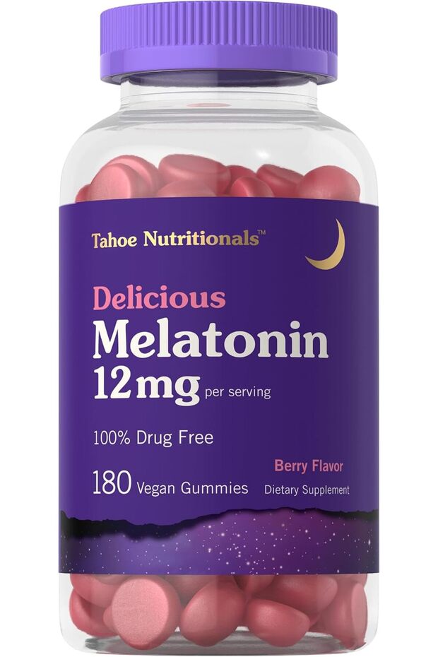 Tahoe Nutritionals Melatonin Gummies 12mg | 180 Count | Berry Flavor