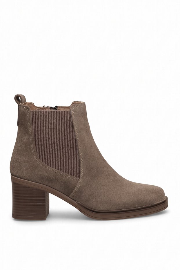 Elit Koc2544S Women's Genuine Leather Ankle Boots with Fur Lining, Mink Color.