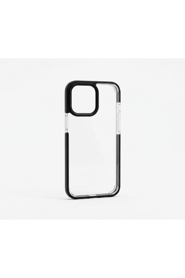 Iphone 13 pro transparent silicone case with black frame.