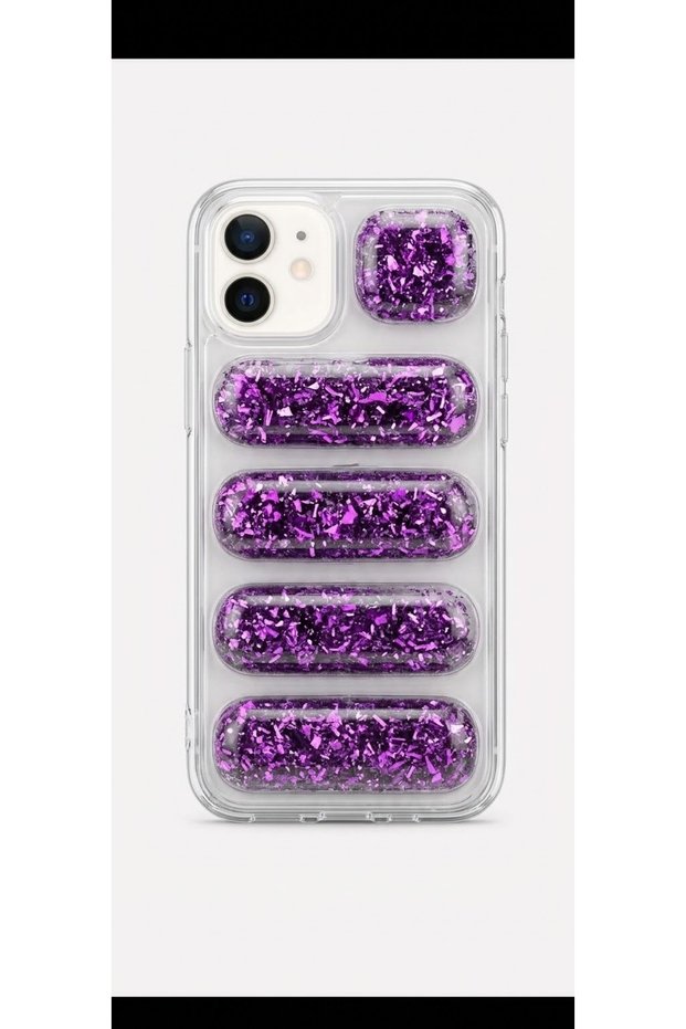 Iphone 12 purple glitter case model