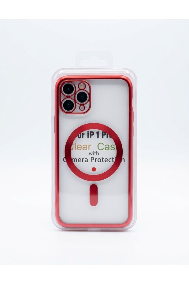 غطاء حماية MagSafe باللون الأحمر لهاتف iPhone 11 Pro.