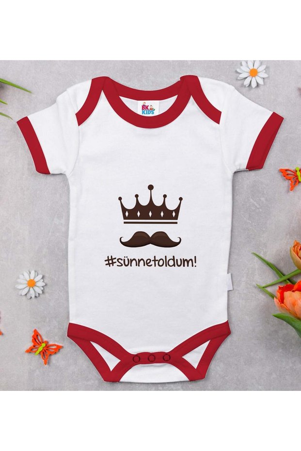 BK Kids Red Baby Bodysuit with Circumcision Design - 1, 12–18 months